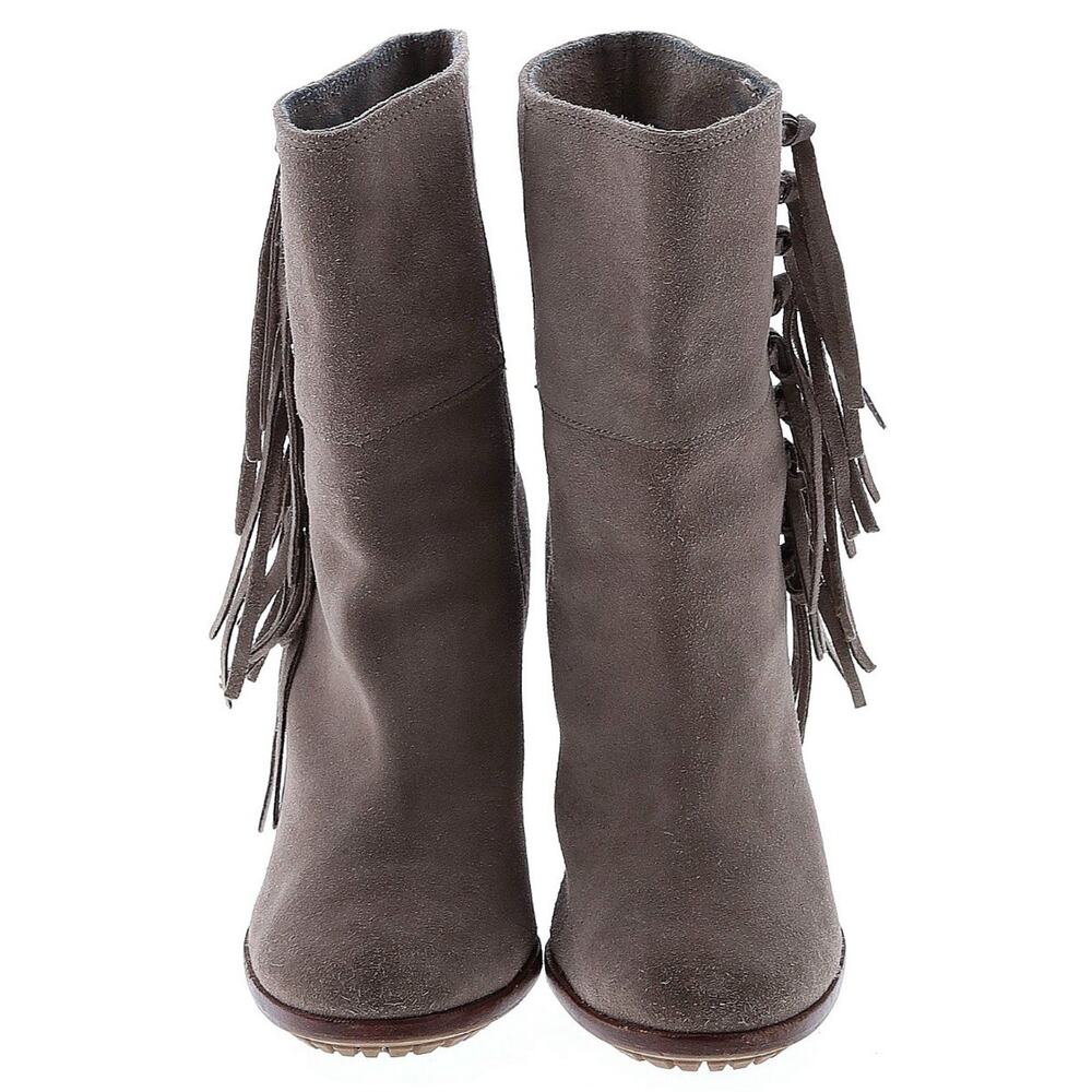 Coach Tamsin Ankle Boots Women's Brown Suede Leather Fringe Booties Size 10 EUC - Picture 2 of 2